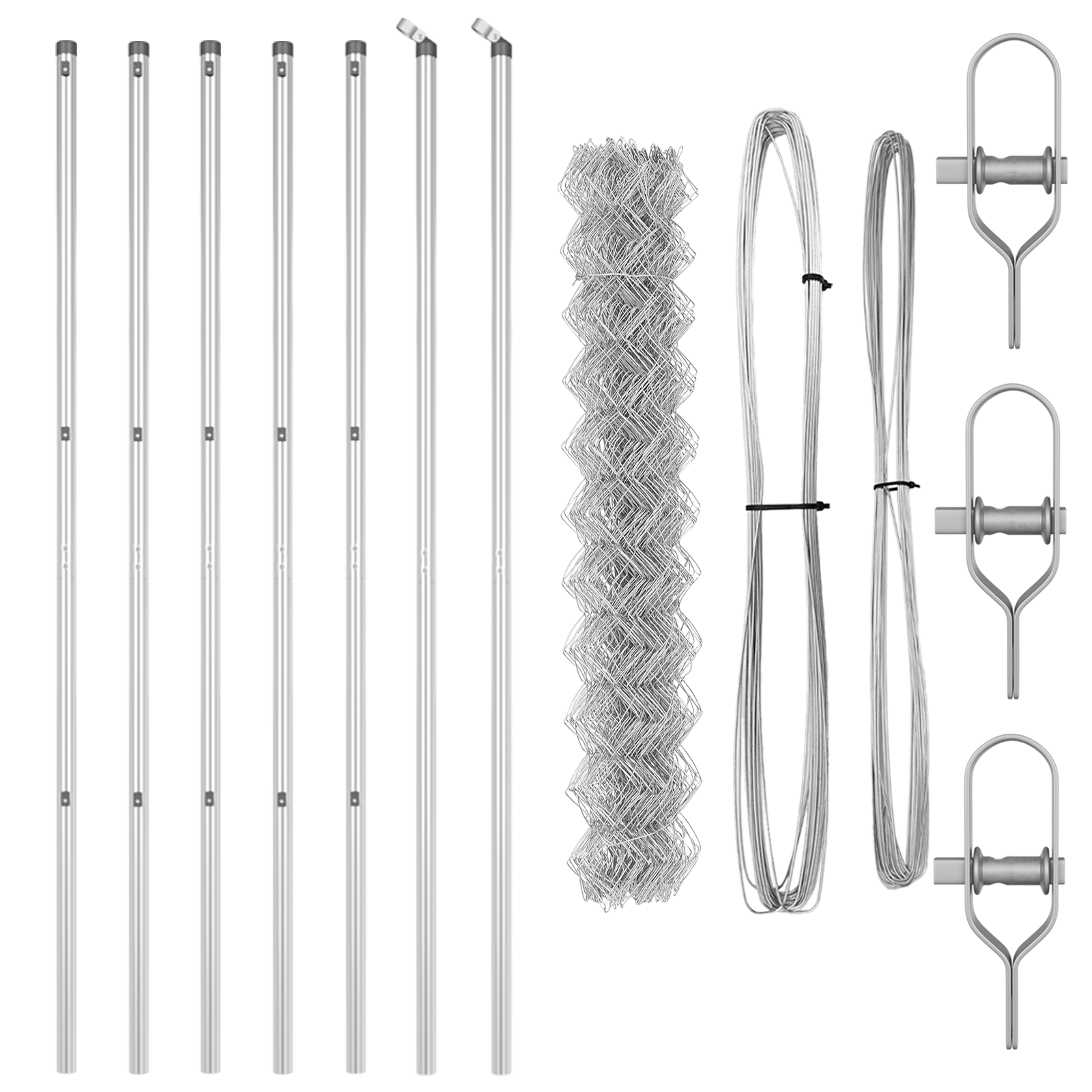 Recinzione a Maglia con 7 Post 1.5x10 m Acciaio Zincato