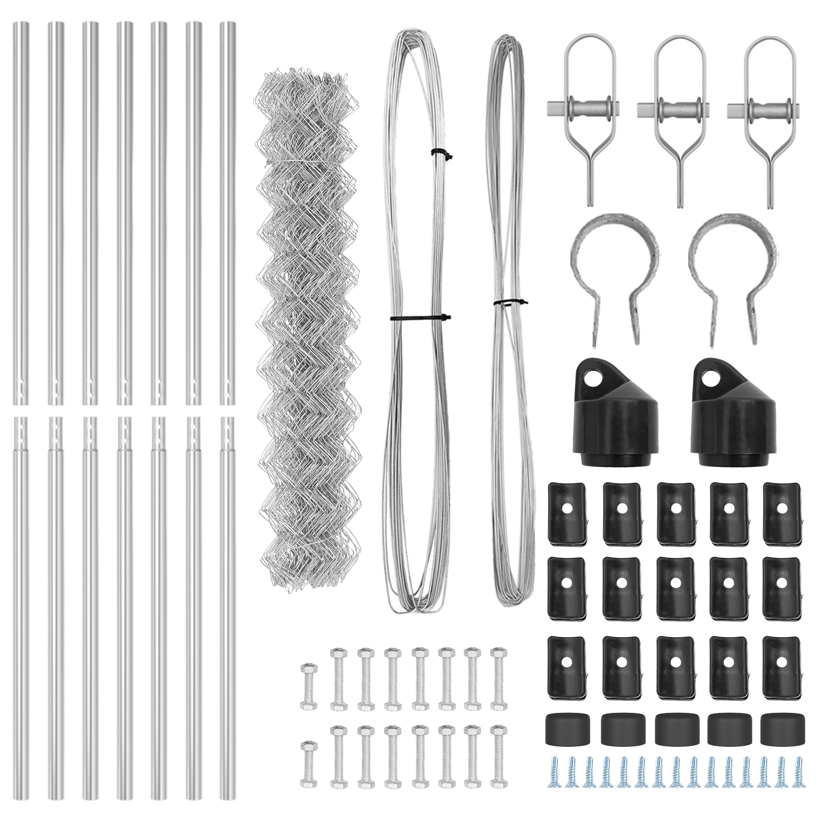 Recinzione a Maglia con 7 Post 1.5x10 m Acciaio Zincato