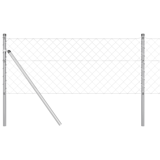 Recinzione a Maglie Circolari con 7 Pali 0.8x10 m Acciaio Galvanizzato