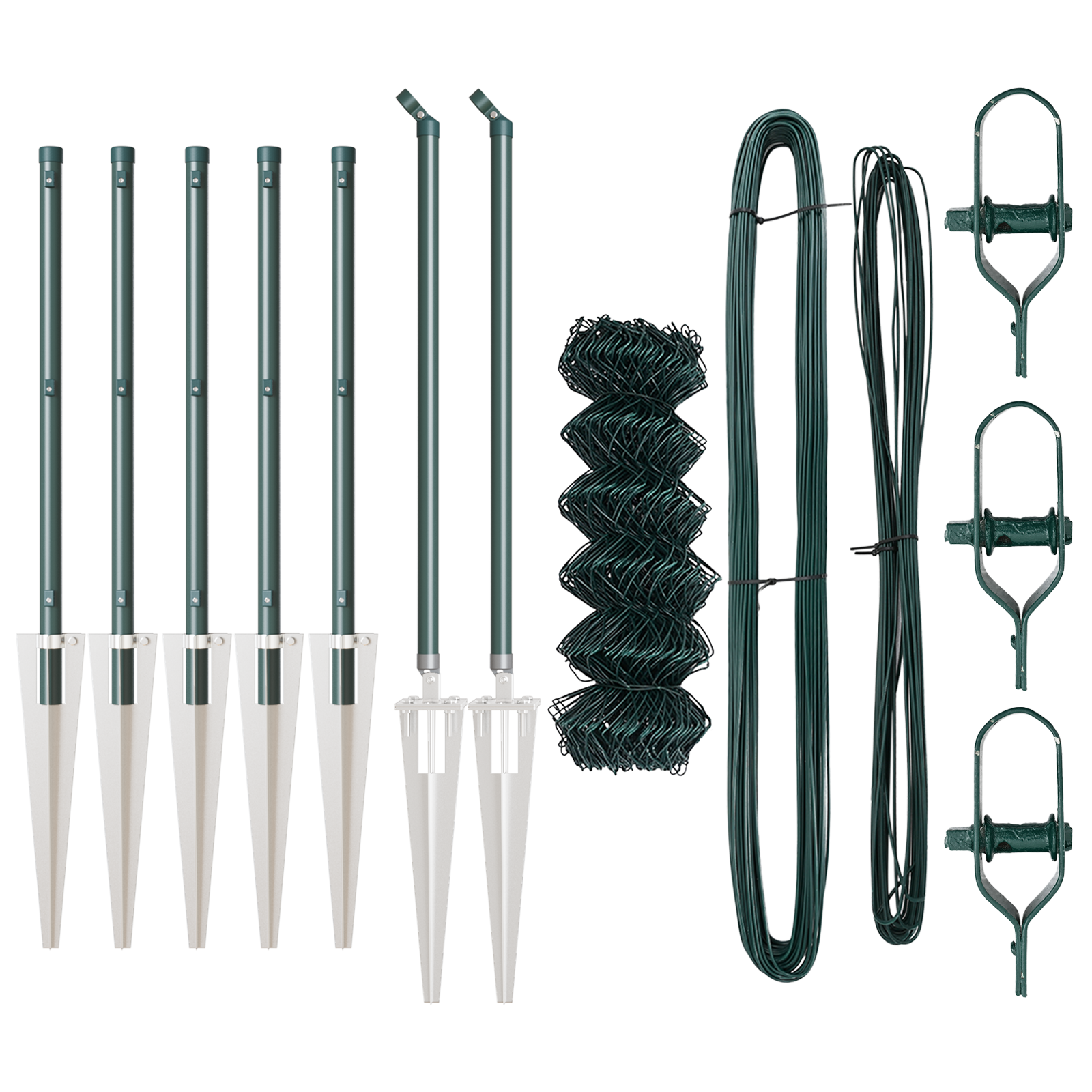 Recinzione a Maglie con 7 Paletti a Punta 0.8x10 m Acciaio Zincato