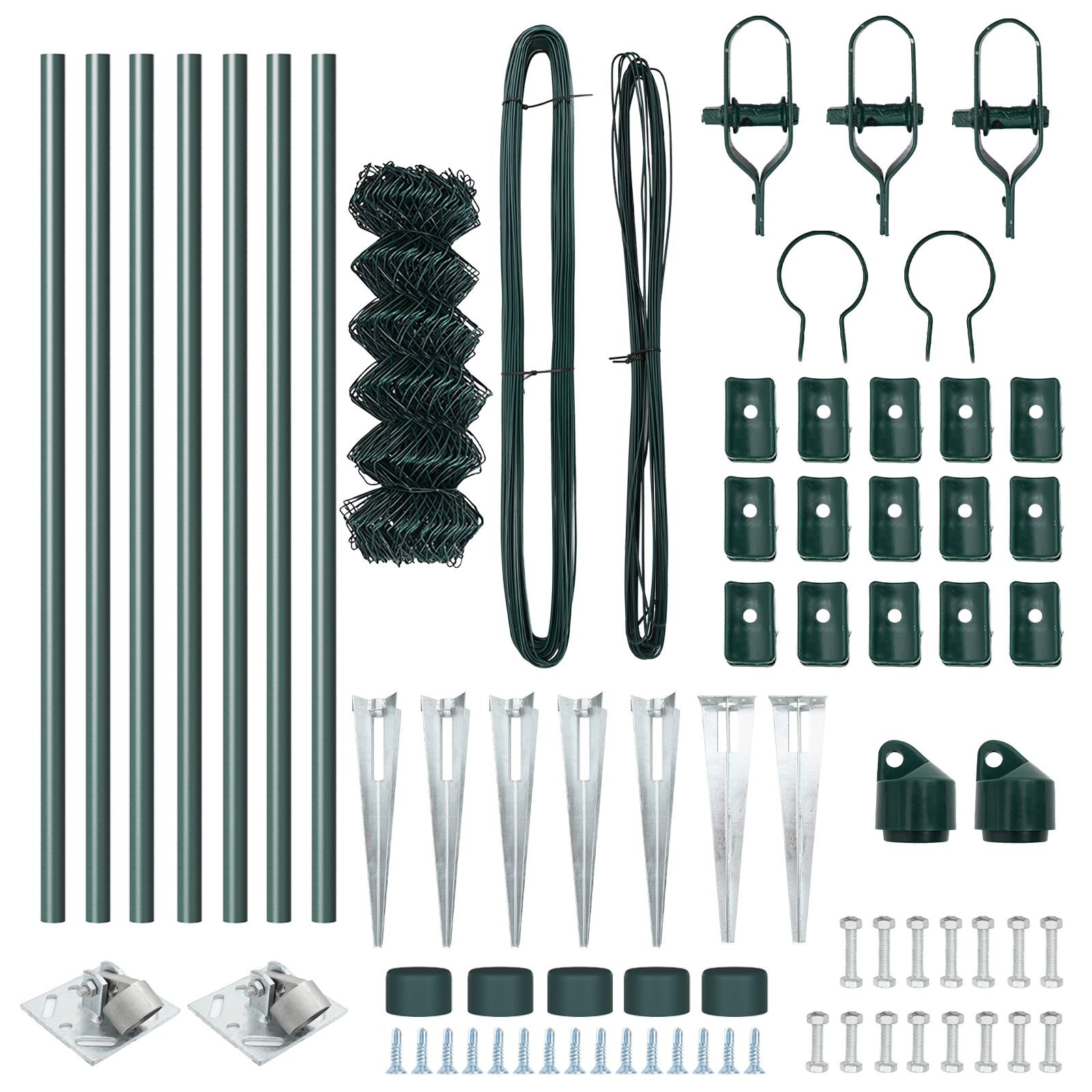 Recinzione a Maglie con 7 Paletti a Punta 0.8x10 m Acciaio Zincato