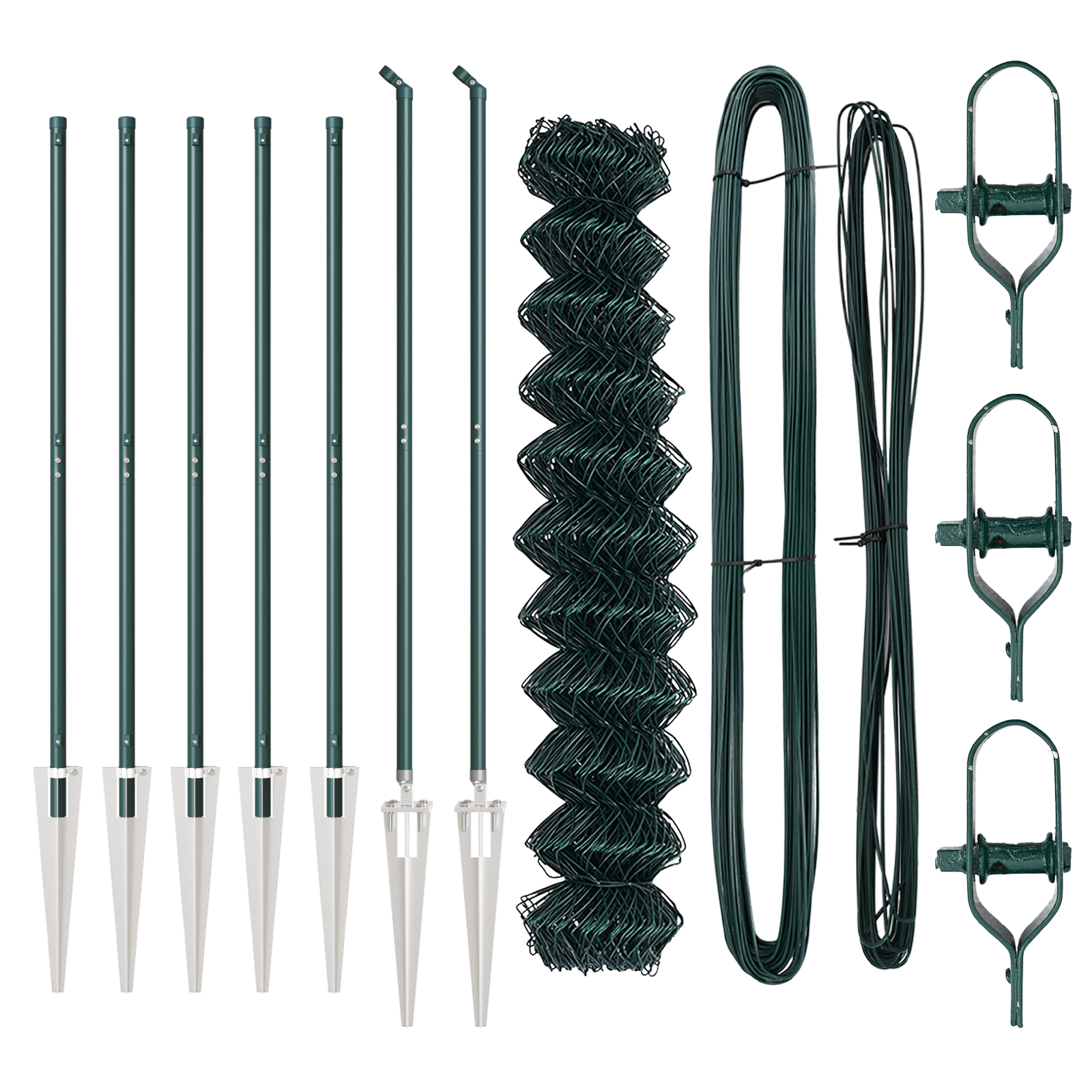 Recinzione in rete metallica con 7 pali a punta 1.4x10 m in acciaio zincato