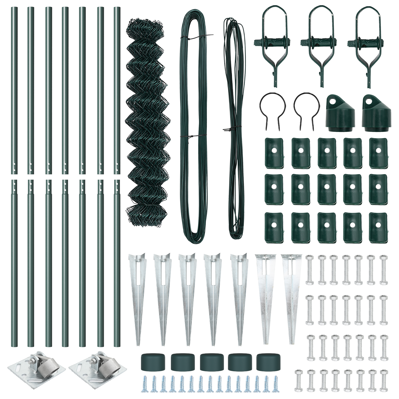 Recinzione in rete metallica con 7 pali a punta 1.4x10 m in acciaio zincato