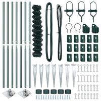 Recinzione in rete metallica con 7 pali a punta 1.4x10 m in acciaio zincato