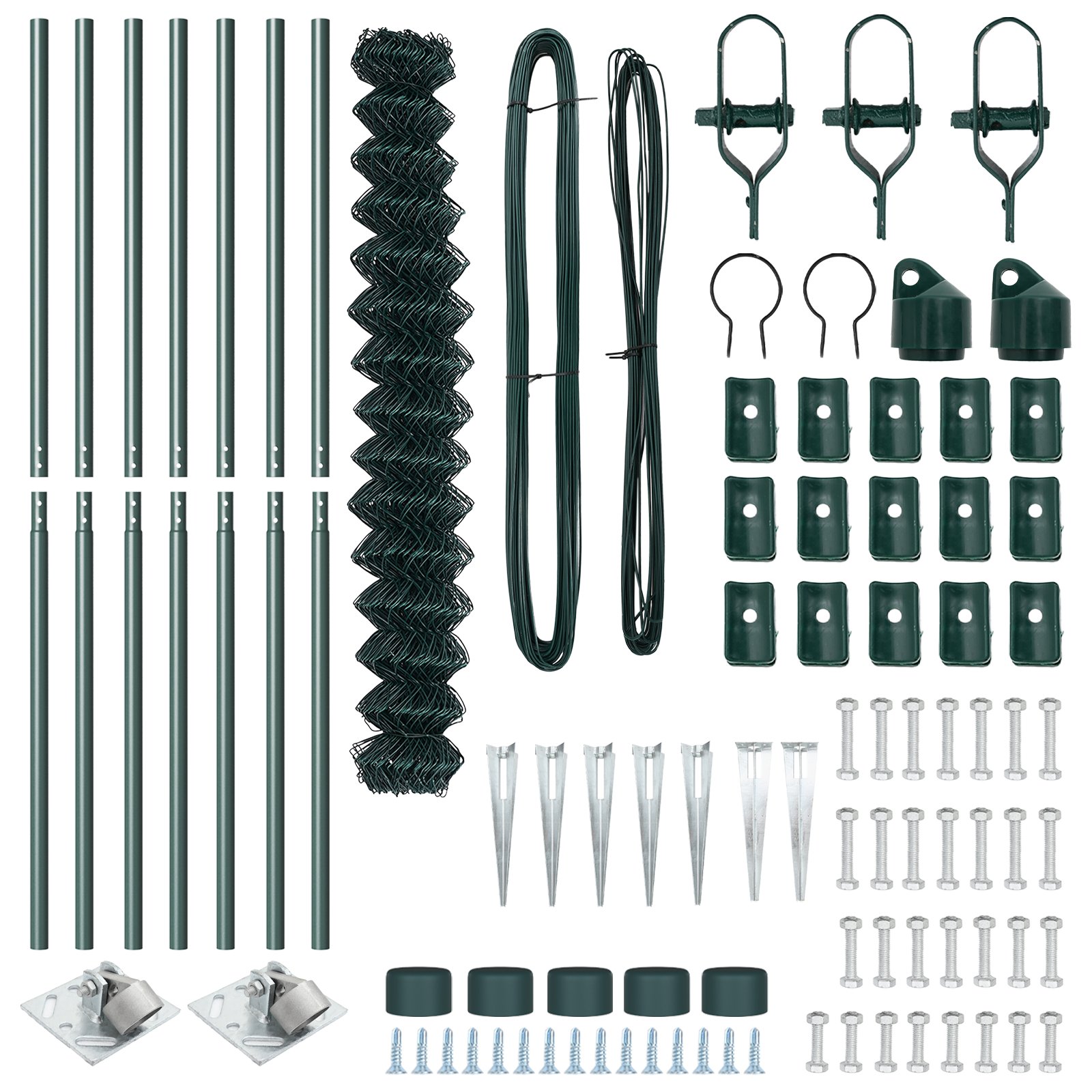 Recinzione a Maglie con 7 Picchetti 1.6x10 m Acciaio Zincato