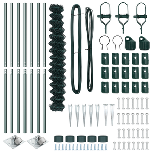 Recinzione a Maglie con 7 Picchetti 1.6x10 m Acciaio Zincato