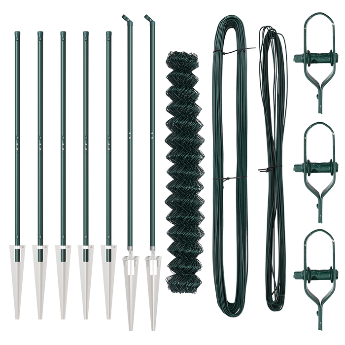 Recinzione in rete metallica con 7 picchetti 1.6x10 m in acciaio zincato