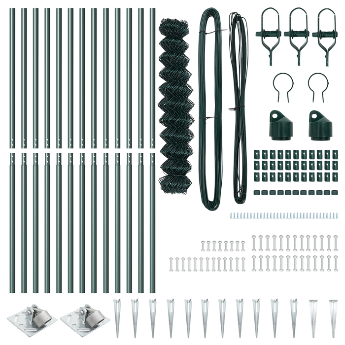 Recinzione a Maglie con 13 Pali a Picchetto 1.4x25 m in Acciaio Galvanizzato