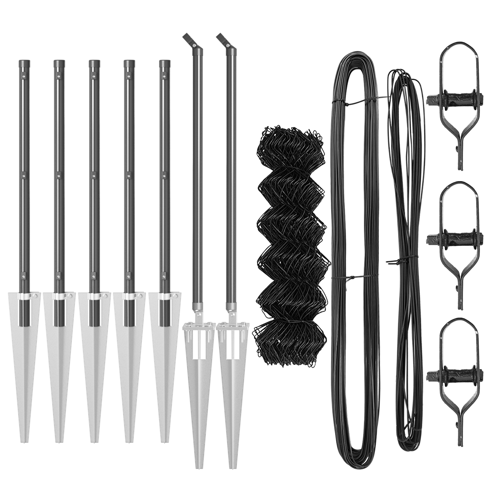 Recinzione a Catena con 7 Picchetti 0.4x10 m Acciaio Zincato