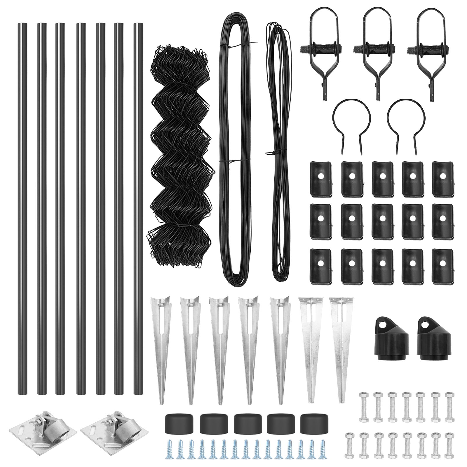 Recinzione a Catena con 7 Picchetti 0.4x10 m Acciaio Zincato