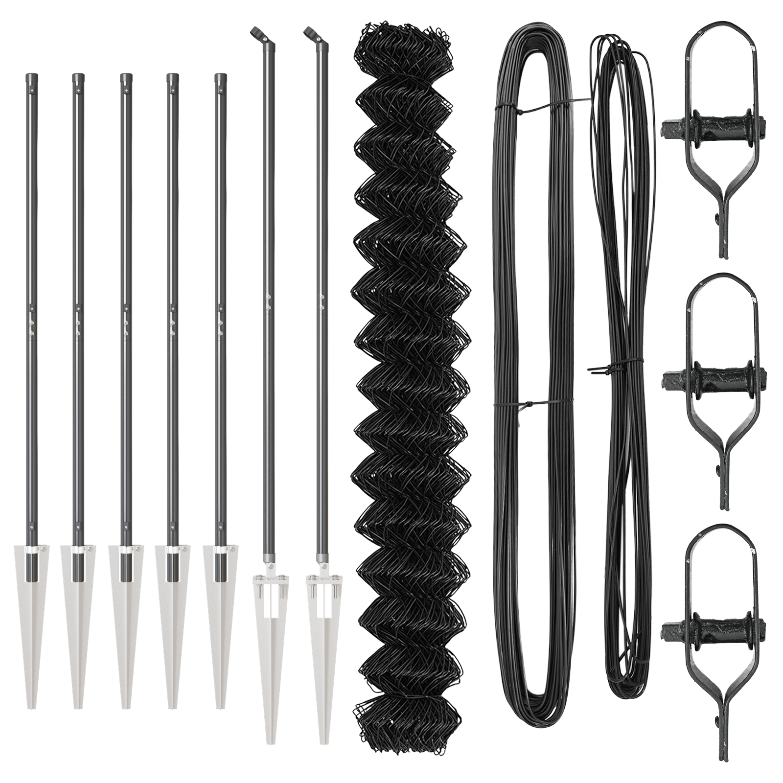 Recinzione a Catena con 7 Picchetti 1,5x10 m Acciaio Galvanizzato