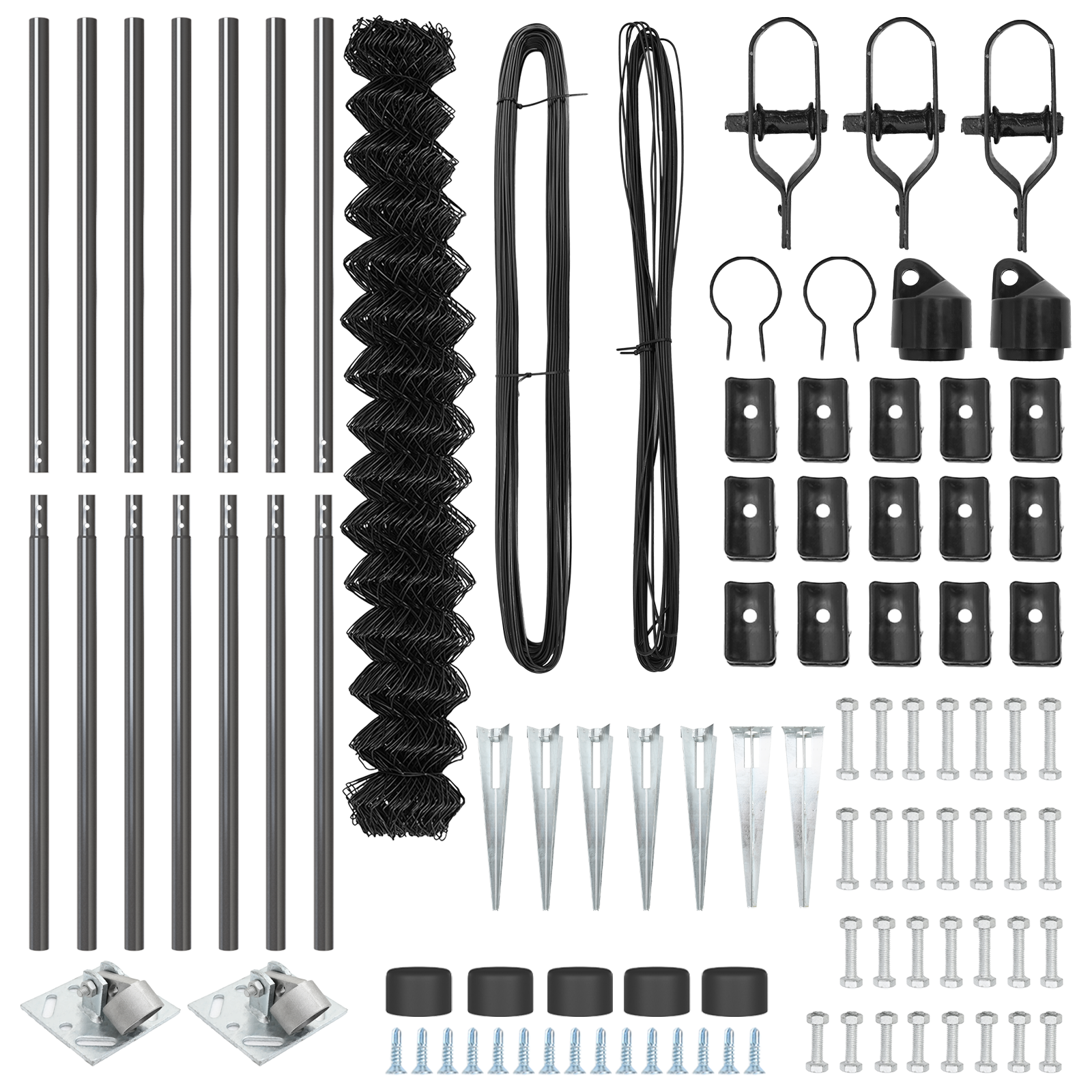 Recinzione a Catena con 7 Picchetti 1,5x10 m Acciaio Galvanizzato