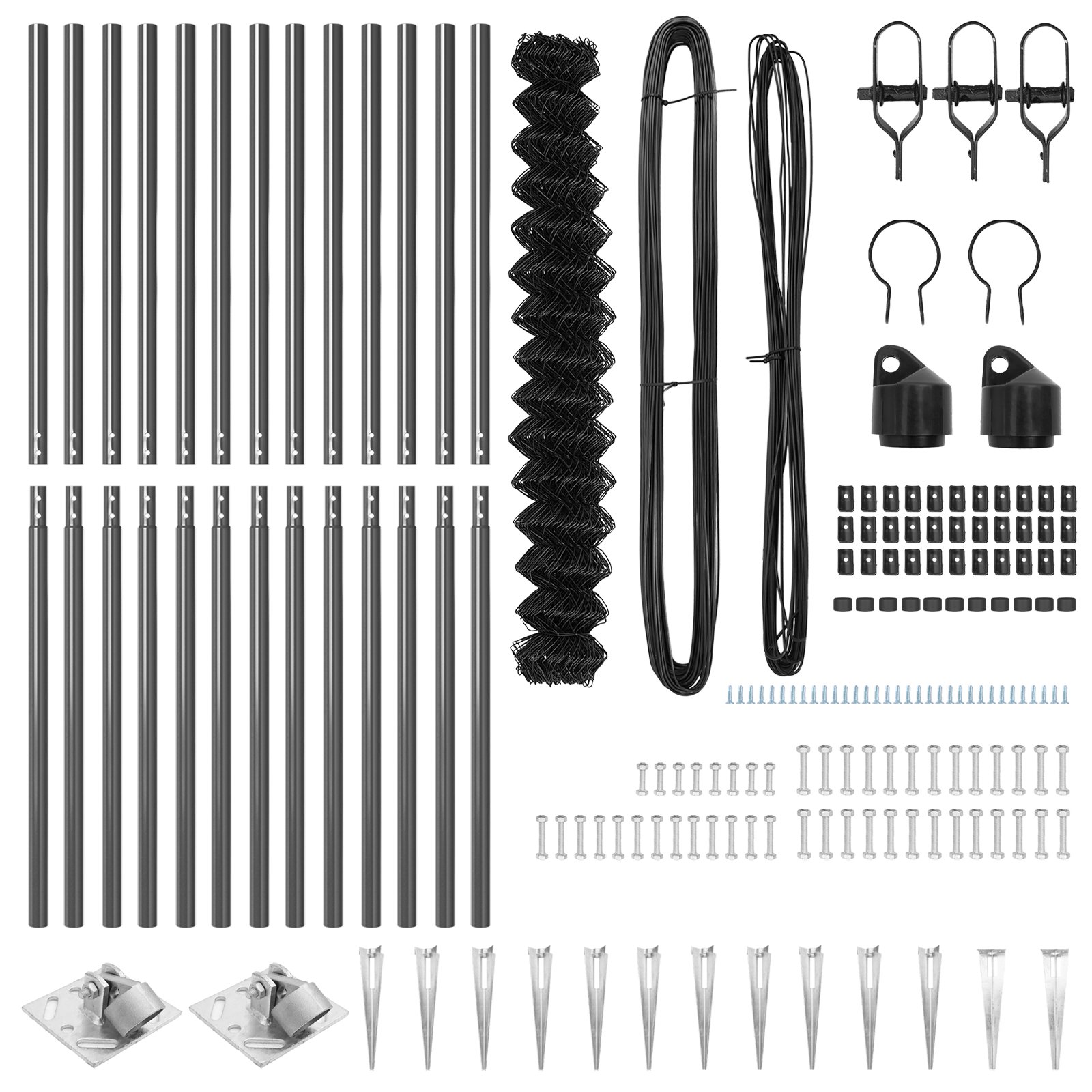 Recinzione a Maglie Metalliche con 13 Pali a Punta 1.6x25 m in Acciaio Galvanizzato