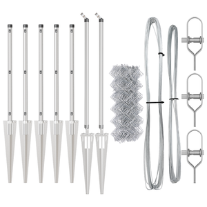 Recinzione in rete metallica con 7 pali a picco 0.4x10 m Acciaio galvanizzato