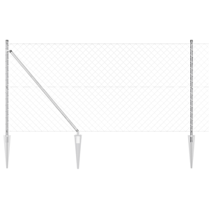 Recinzione a Maglie con 7 Picchetti 1.2x10 m Acciaio Zincato