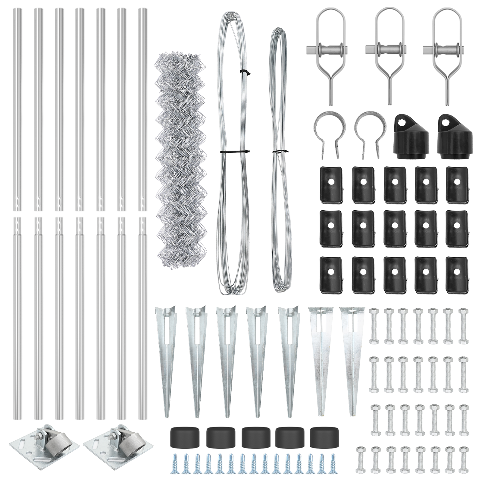 Recinzione a maglie con 7 picchetti 1.4x10 m in acciaio zincato