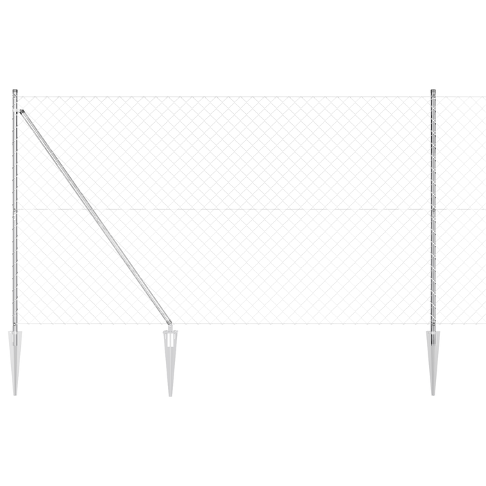 Recinzione a Maglie Metalliche con 7 Picchetti 1.5x10 m Acciaio Zincato