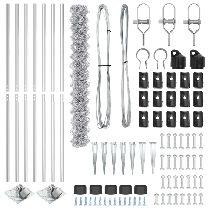 Recinzione a Maglie Metalliche con 7 Picchetti 1.5x10 m Acciaio Zincato