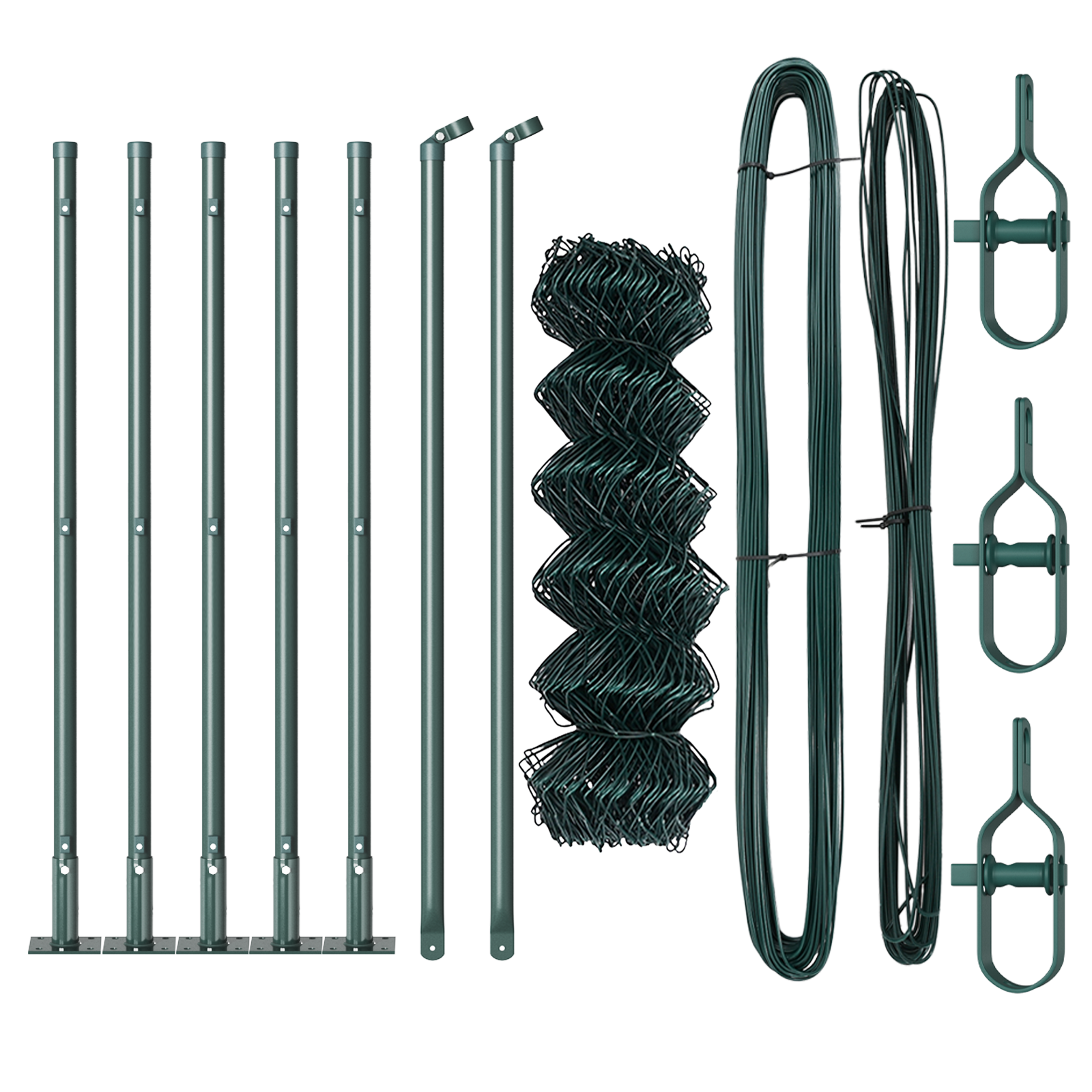Recinzione in Rete Metallica con 7 Pali Flangiati 0,4x10 m Acciaio Zincato