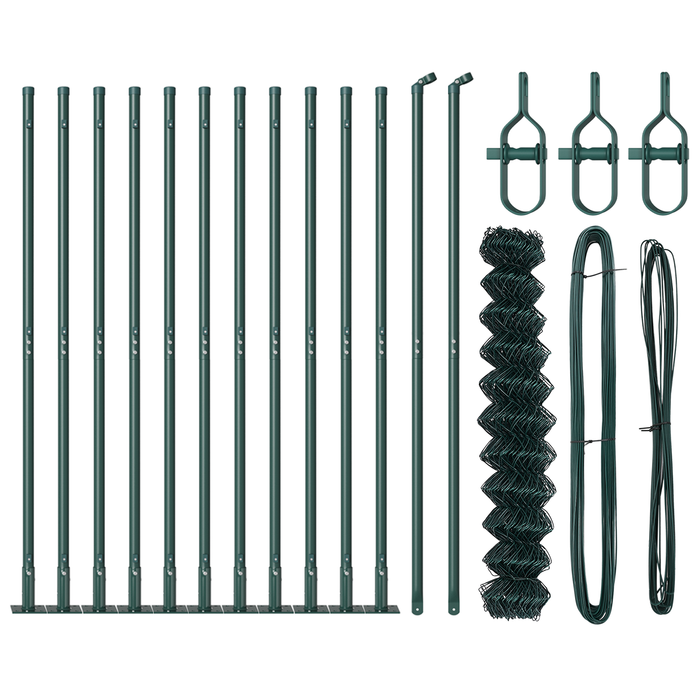 Recinzione a Catena Set di 2 Verde Acciaio Verniciato 0.8 x 25 m