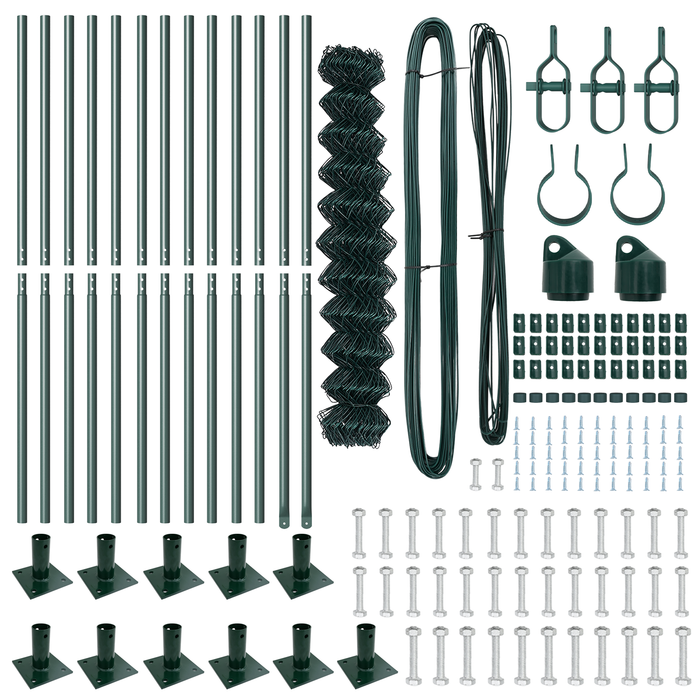 Recinzione a Catena Set di 2 Verde Acciaio Verniciato 0.8 x 25 m