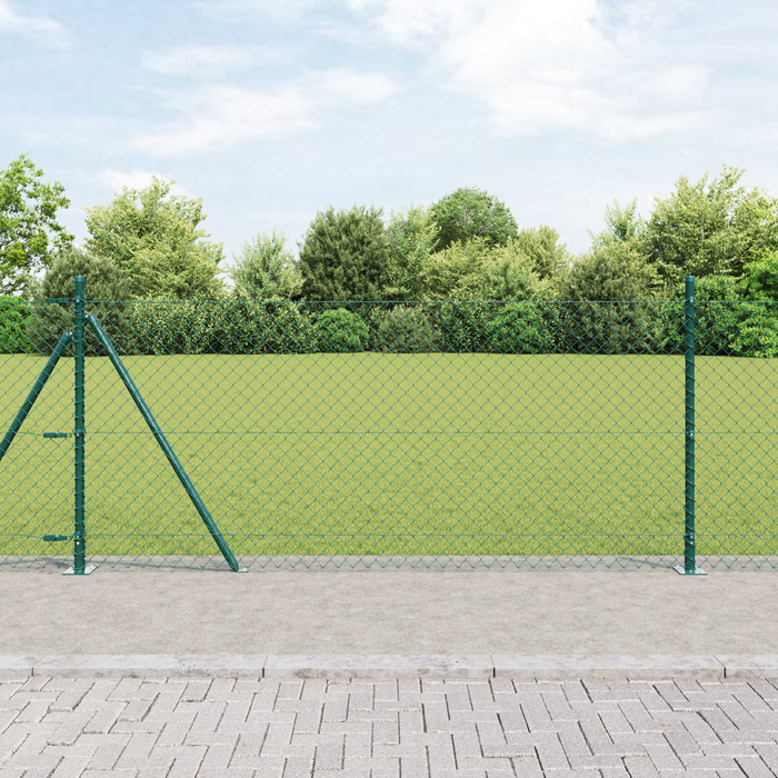 Recinzione a Catena Set di 2 Verde Acciaio Verniciato 0.8 x 25 m