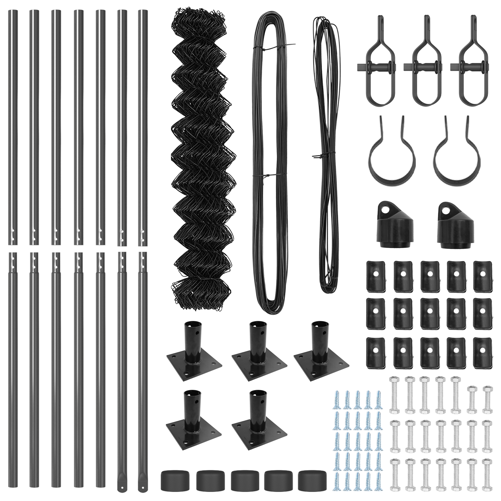 Recinzione a Maglie con 7 Pali Flangiati 1.2x10 m Acciaio Galvanizzato