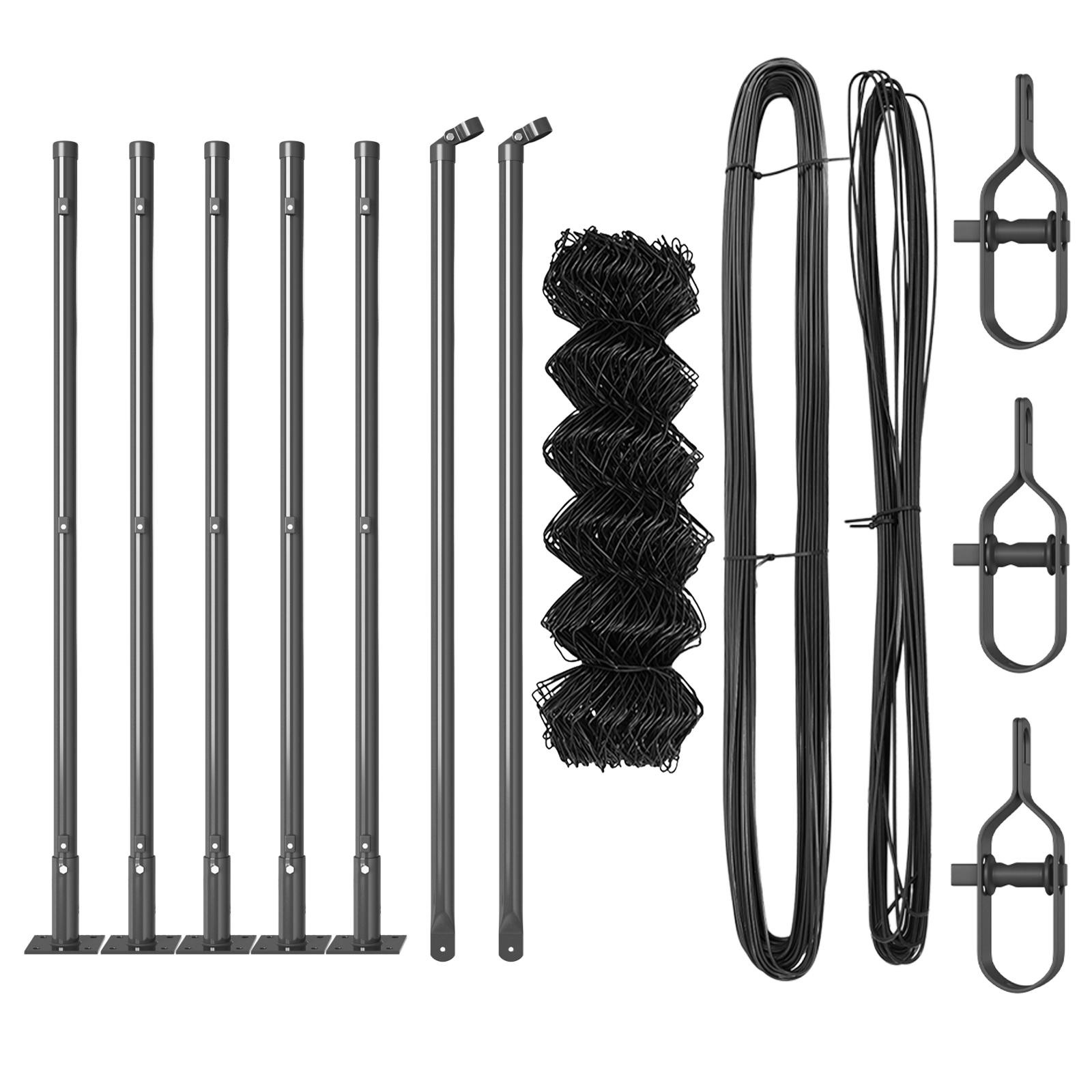 Recinzione a catena con 7 post flangiati 0.4x10 m in acciaio zincato