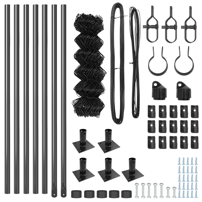 Recinzione a catena con 7 post flangiati 0.4x10 m in acciaio zincato