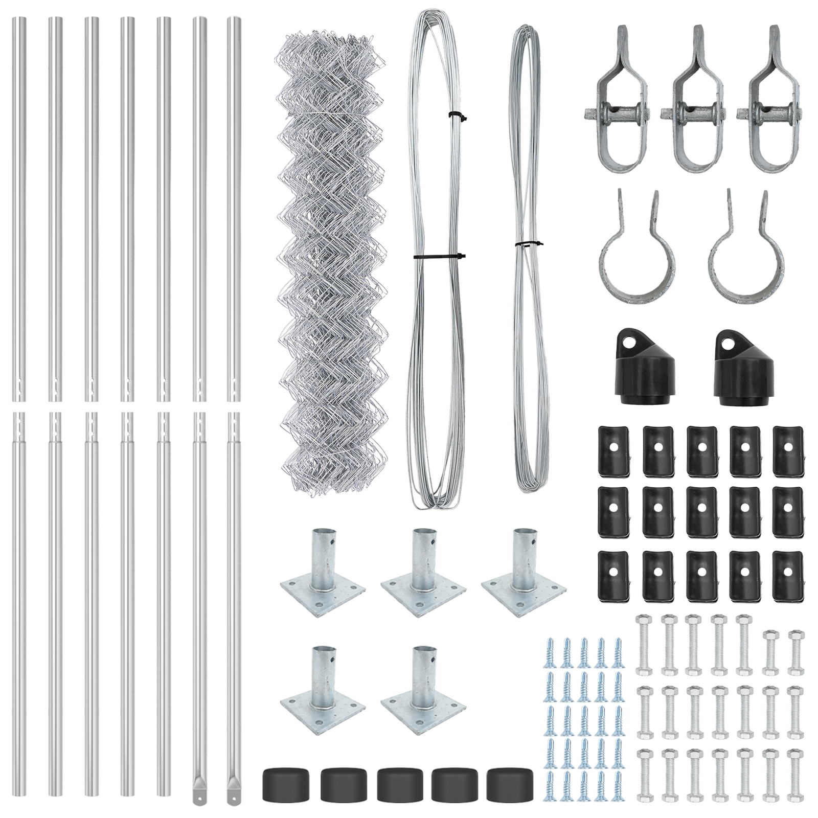 Recinzione in rete metallica con 7 post flangiati 1,2 x 10 m in acciaio zincato
