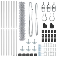 Recinzione a Maglie con 7 Pali Flangiati 1.4x10 m in Acciaio Zincato