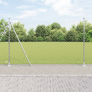 Recinzione a Maglie con 7 Pali Flangiati 1.4x10 m in Acciaio Zincato