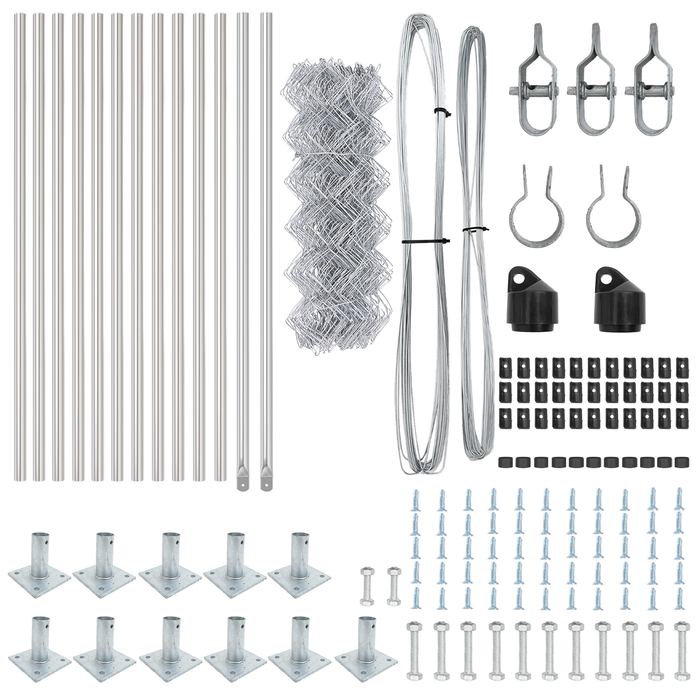 Recinzione in Rete Metallica con 13 Pali Flangiati 0.4x25 m in Acciaio Zincato