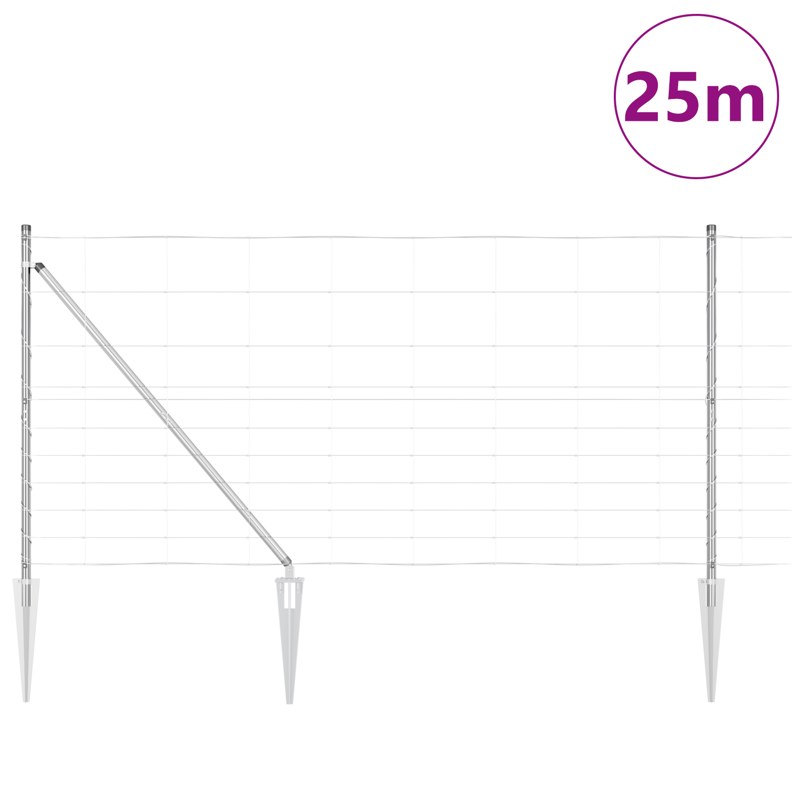 Recinzione da Campo  1.2x25 m Acciaio Galvanizzato