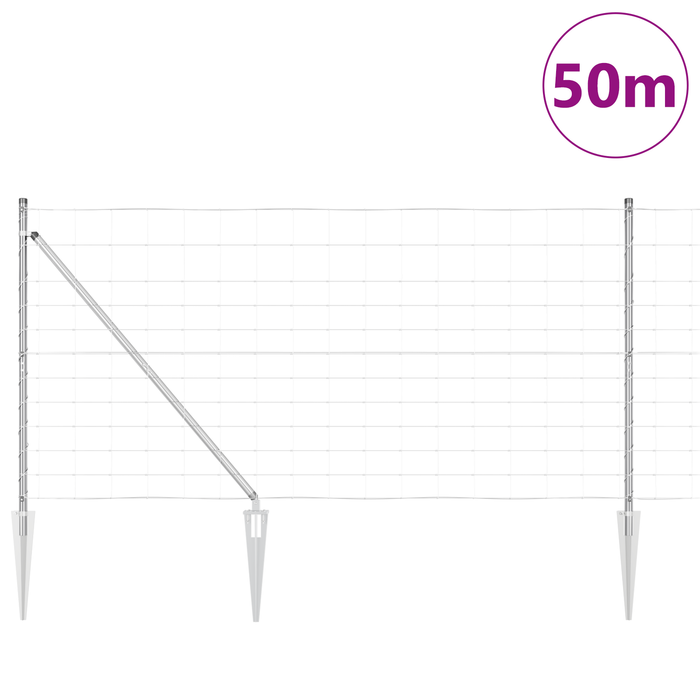 Recinzione per Campo 1.2x50 m Acciaio Galvanizzato
