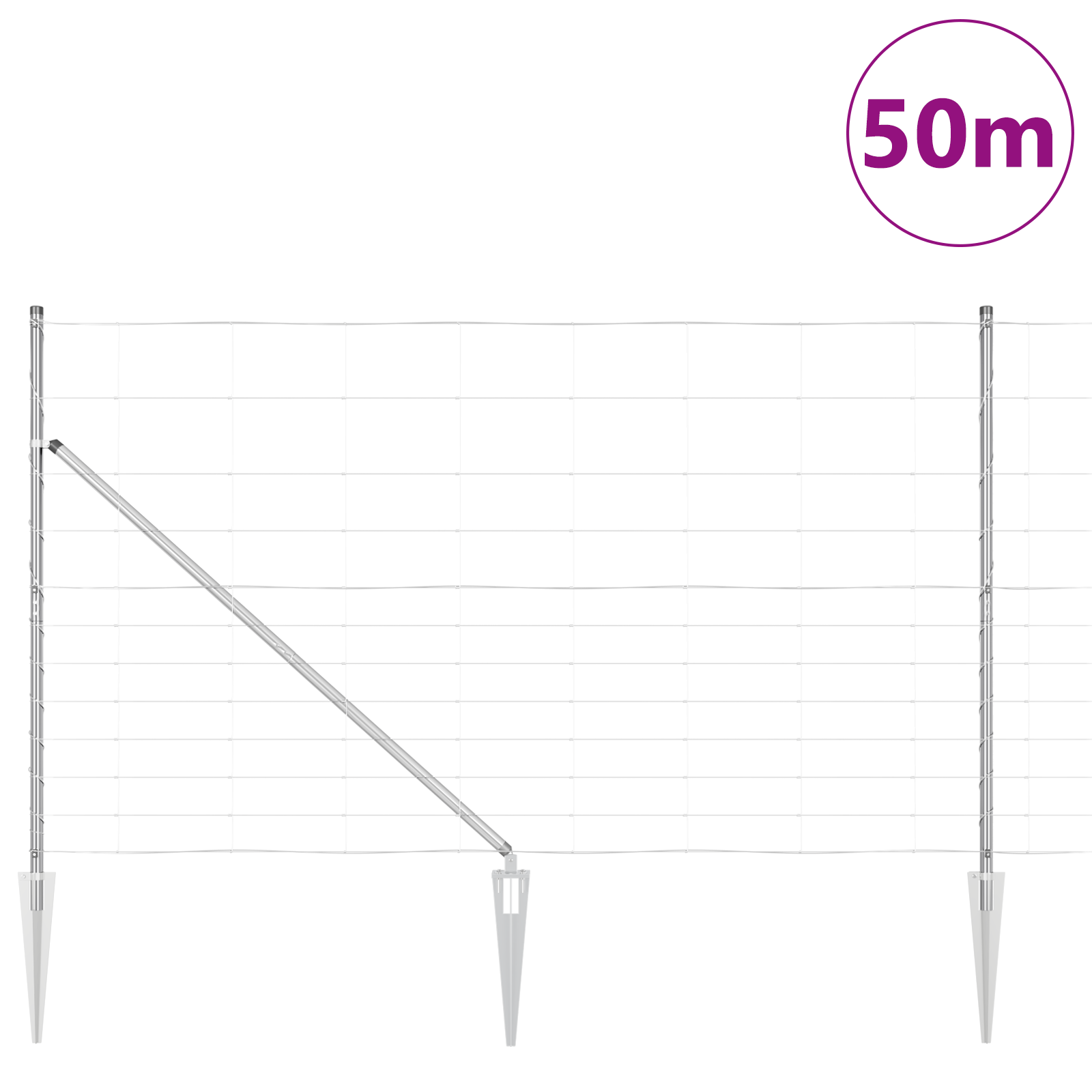 Recinzione da Campo  1.4x50 m Acciaio Zincato