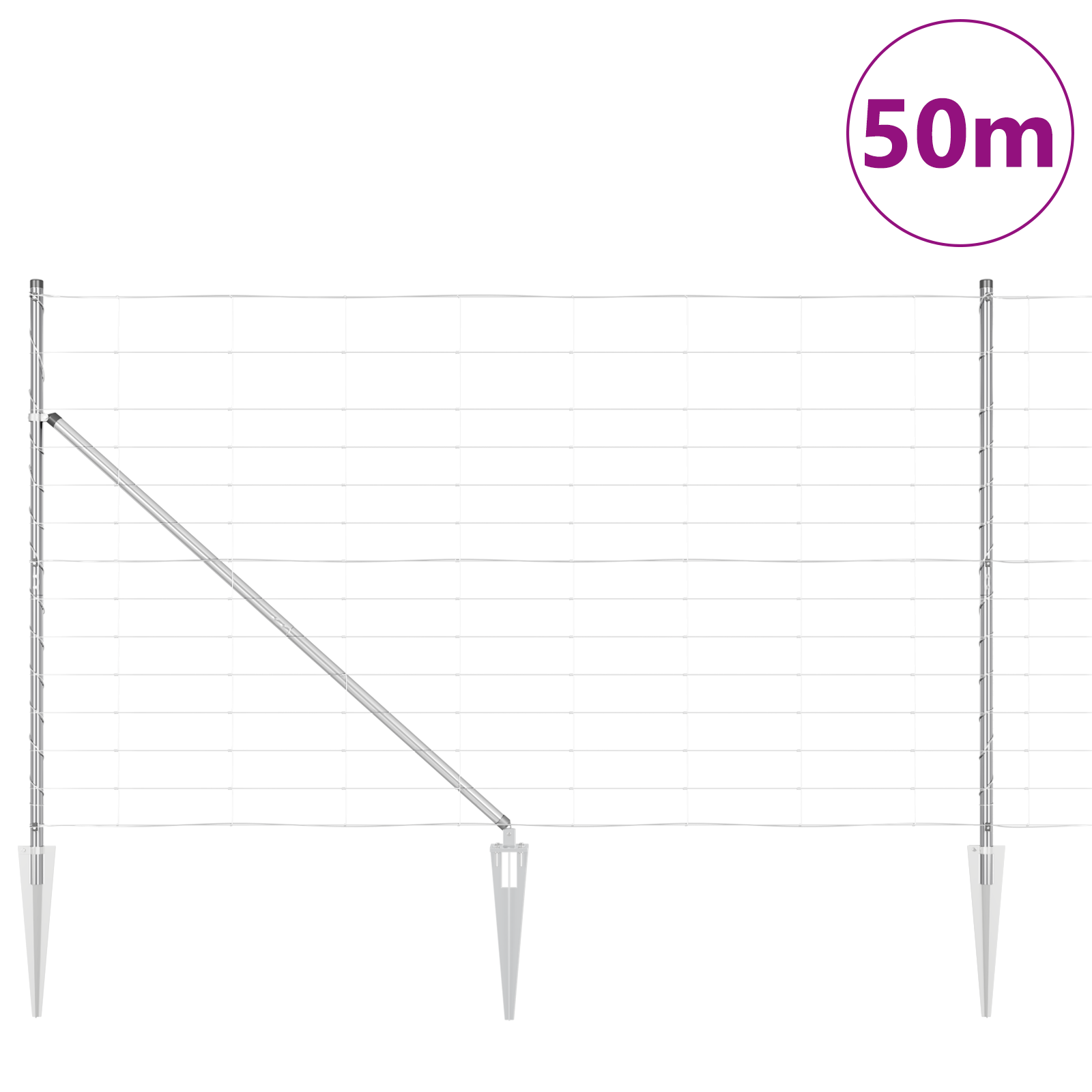 Recinzione per Campi 1.4x50 m Acciaio Zincato