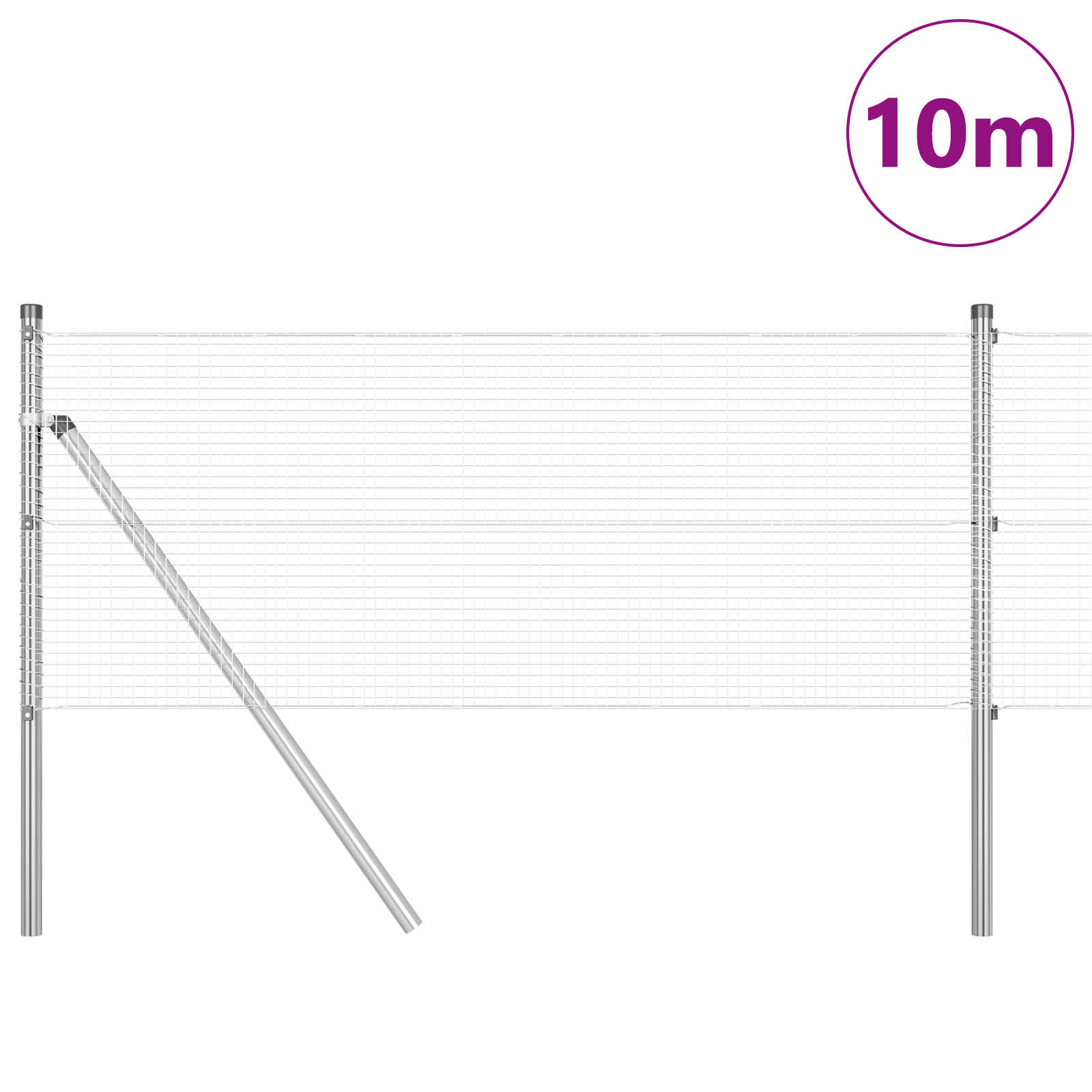 Set di pali da recinzione Set di 2 Acciaio galvanizzato 10 x 0,5 m