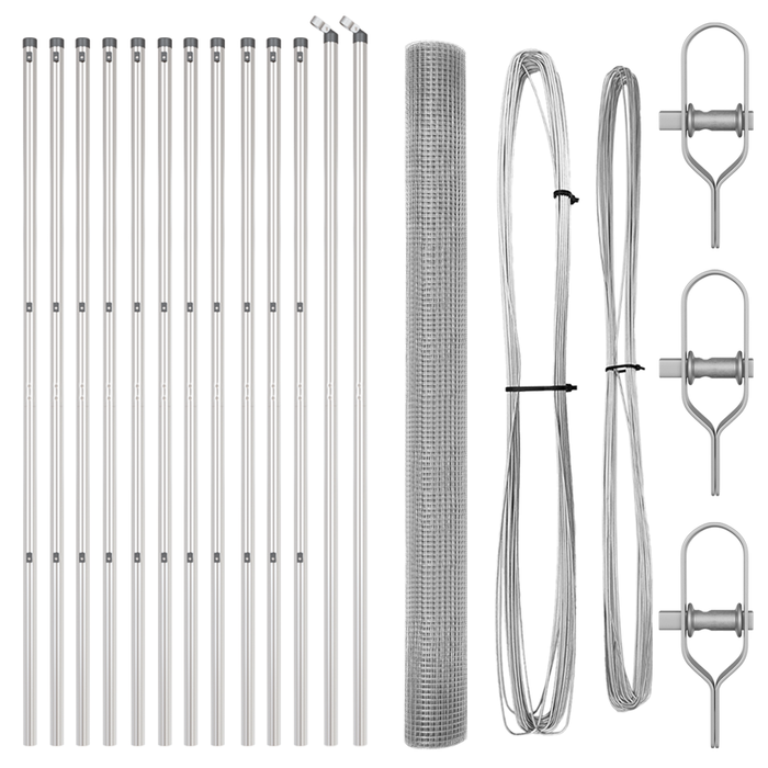 Recinzione in rete saldata con 13 pali 1.5x25 m in acciaio galvanizzato