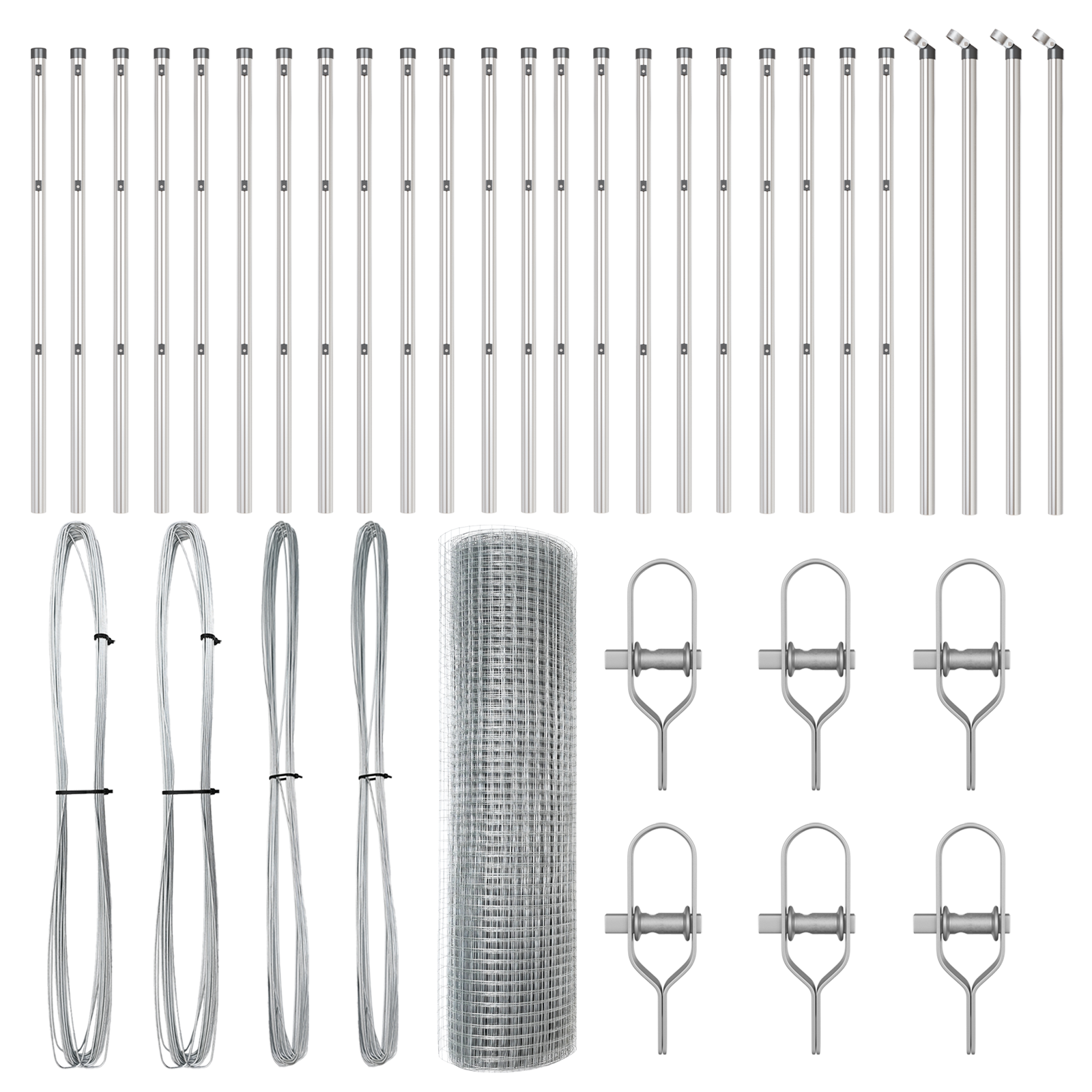 Recinzione in Filo Saldato con 13 Paletti 0.5x50 m Acciaio Zincato