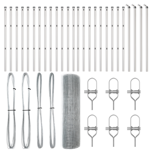 Recinzione in Filo Saldato con 13 Paletti 0.5x50 m Acciaio Zincato