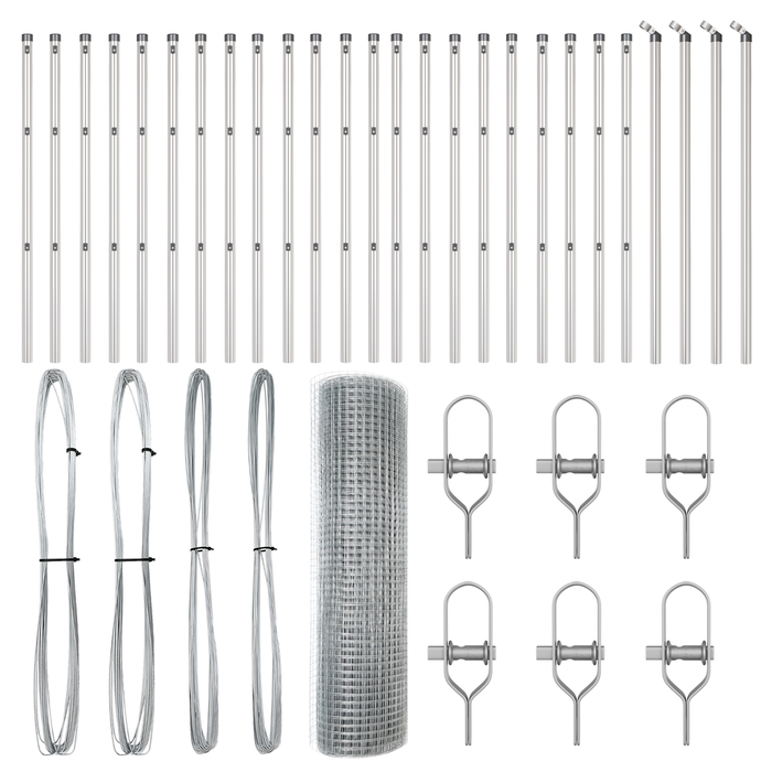 Recinzione in Filo Saldato con 13 Paletti 0.5x50 m Acciaio Zincato