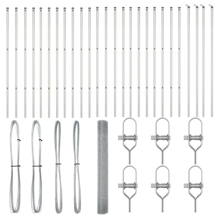 Recinto in Rete Saldante con 13 Post 1x50 m Acciaio Zincato