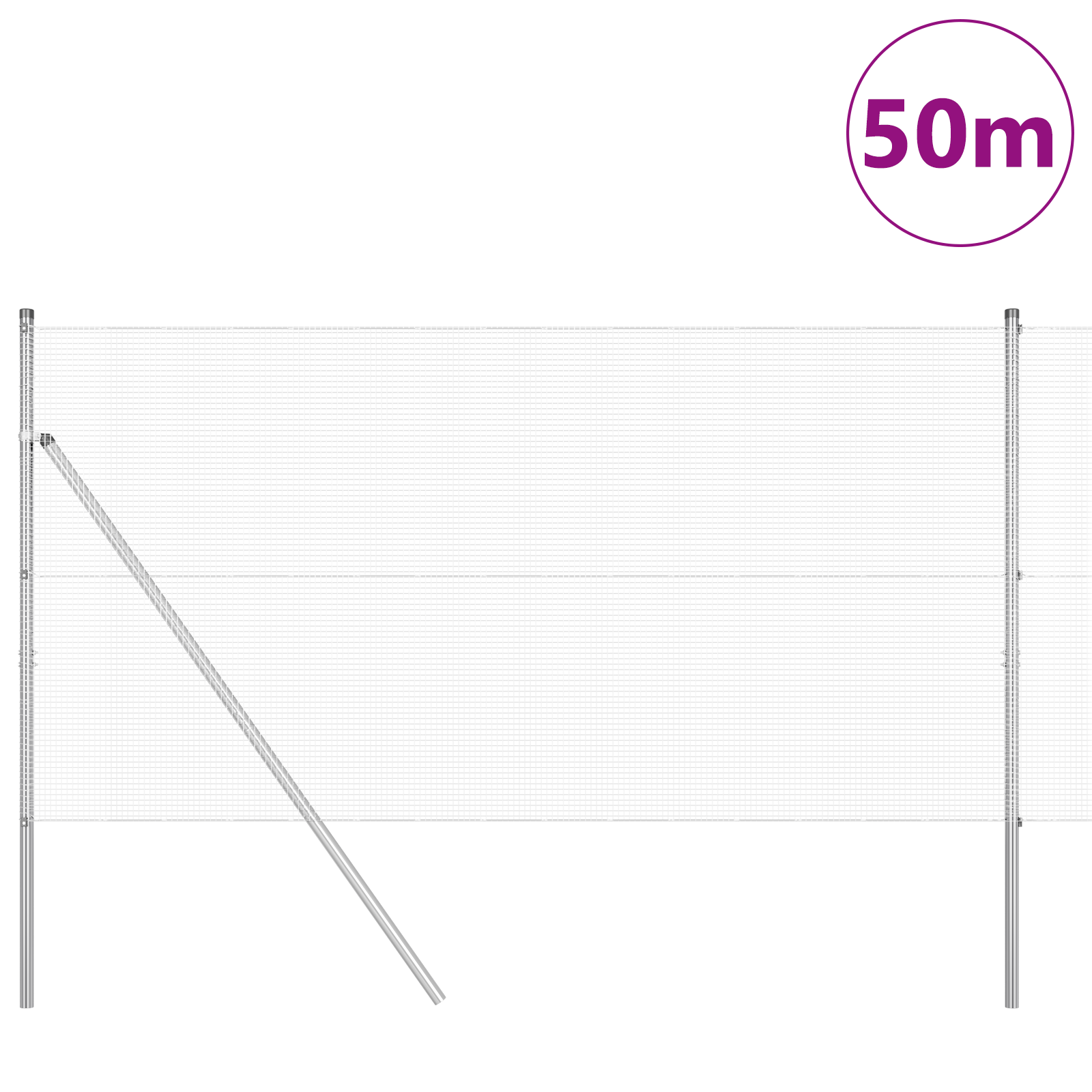 Recinzione in Rete Saldata con 13 Post 1.2x50 m Acciaio Galvanizzato