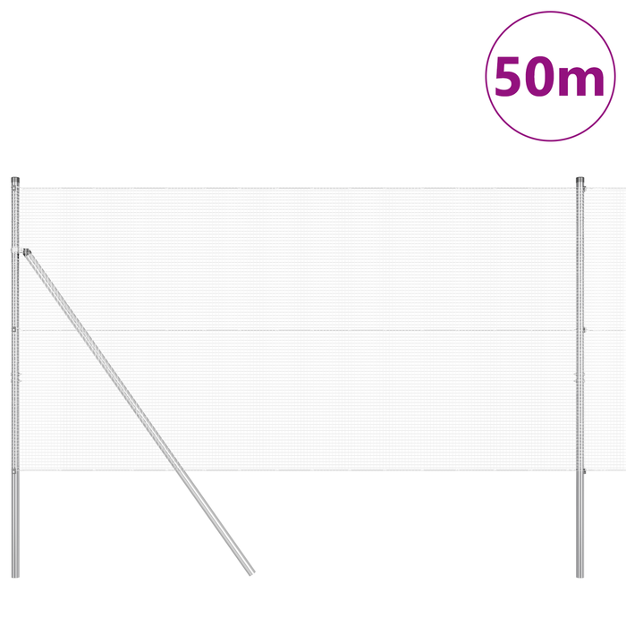 Recinzione in Rete Saldata con 13 Post 1.2x50 m Acciaio Galvanizzato