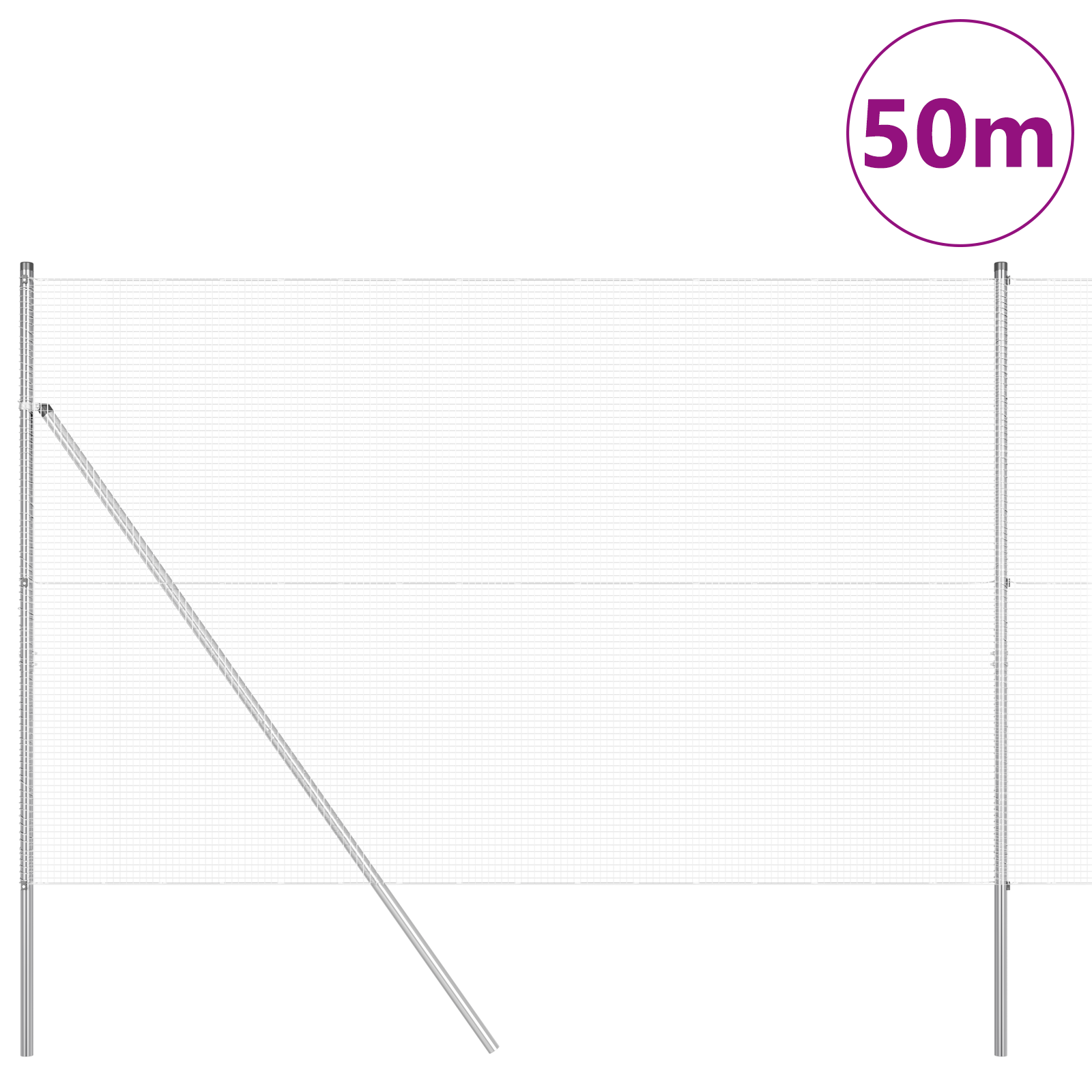 Recinzione in Rete Saldato con 13 Poste 1.5x50 m Acciaio Zincato