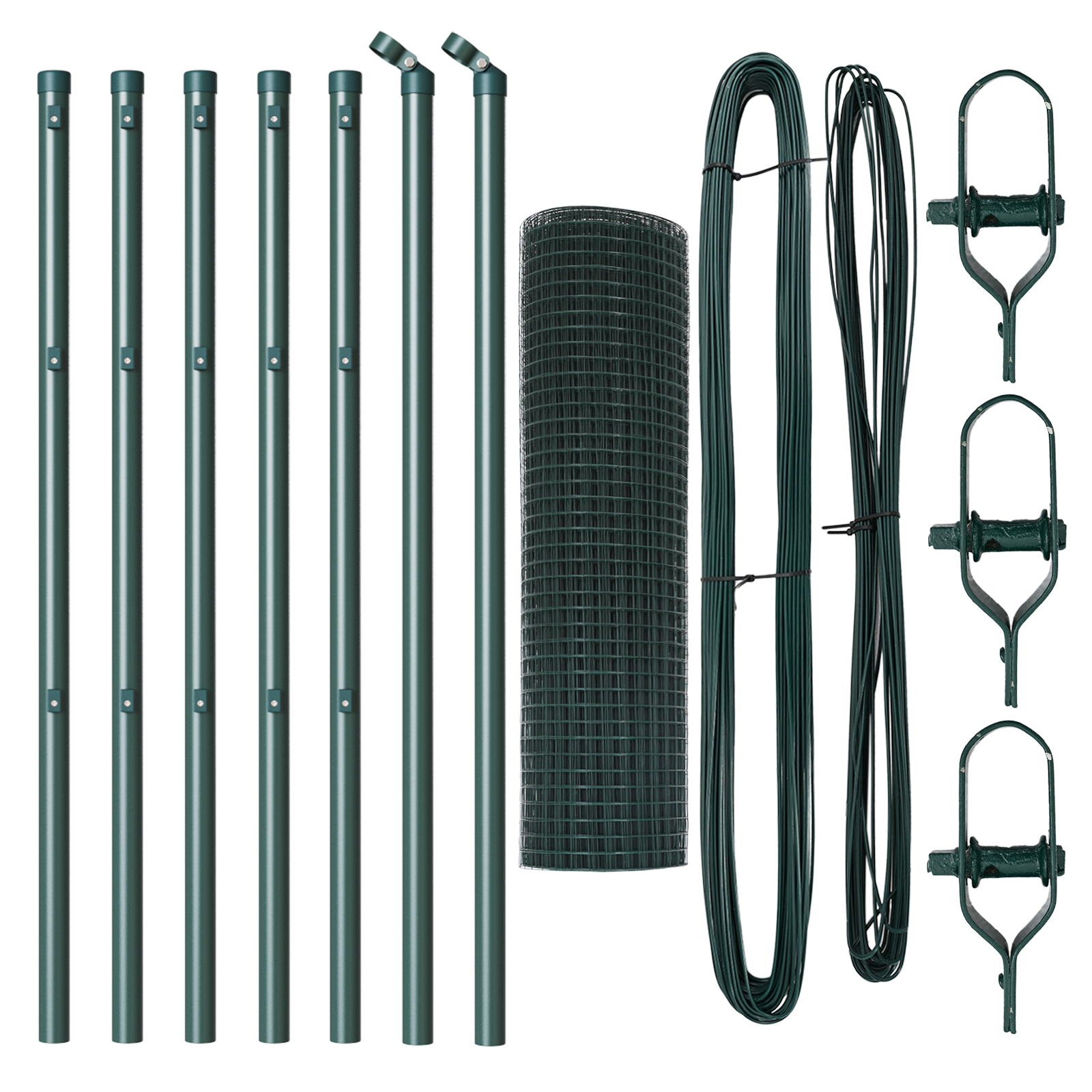 Set di Pali per Recinzione Set di 2 Verde Metallo 10 x 0.5 m