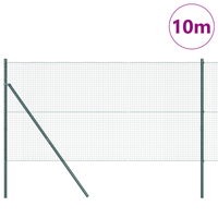 Recinzione in rete saldata con 7 pali Verde 1.4x10 m Acciaio