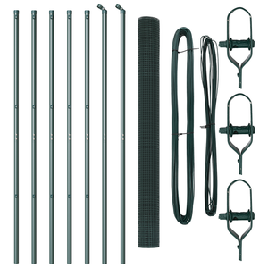 Recinzione in rete saldata con 7 pali Verde 1.5x10 m Acciaio