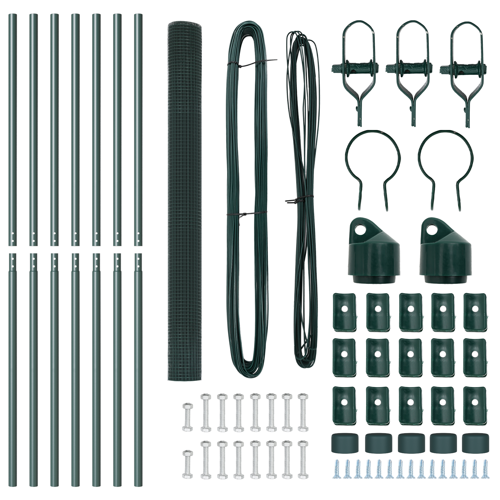 Recinzione in rete saldata con 7 pali Verde 1.5x10 m Acciaio